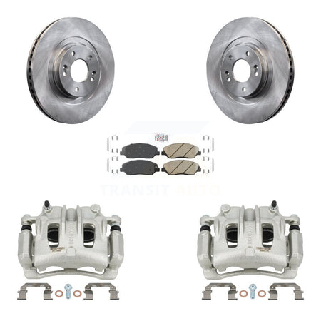 Front Disc Brake Caliper Rotors & Ceramic Pad Kit For 2013-2016 Hyundai Santa Fe XL 3.3L KC8-100604N
