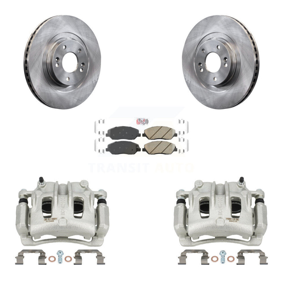 Front Disc Brake Caliper Rotors & Ceramic Pad Kit For 2013-2016 Hyundai Santa Fe XL 3.3L KC8-100604N