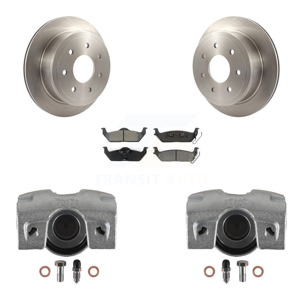 Rear Disc Brake Caliper Rotors And Semi-Metallic Pads Kit For Ford F-150 Lincoln Mark LT KC8-100604S by Transit Auto