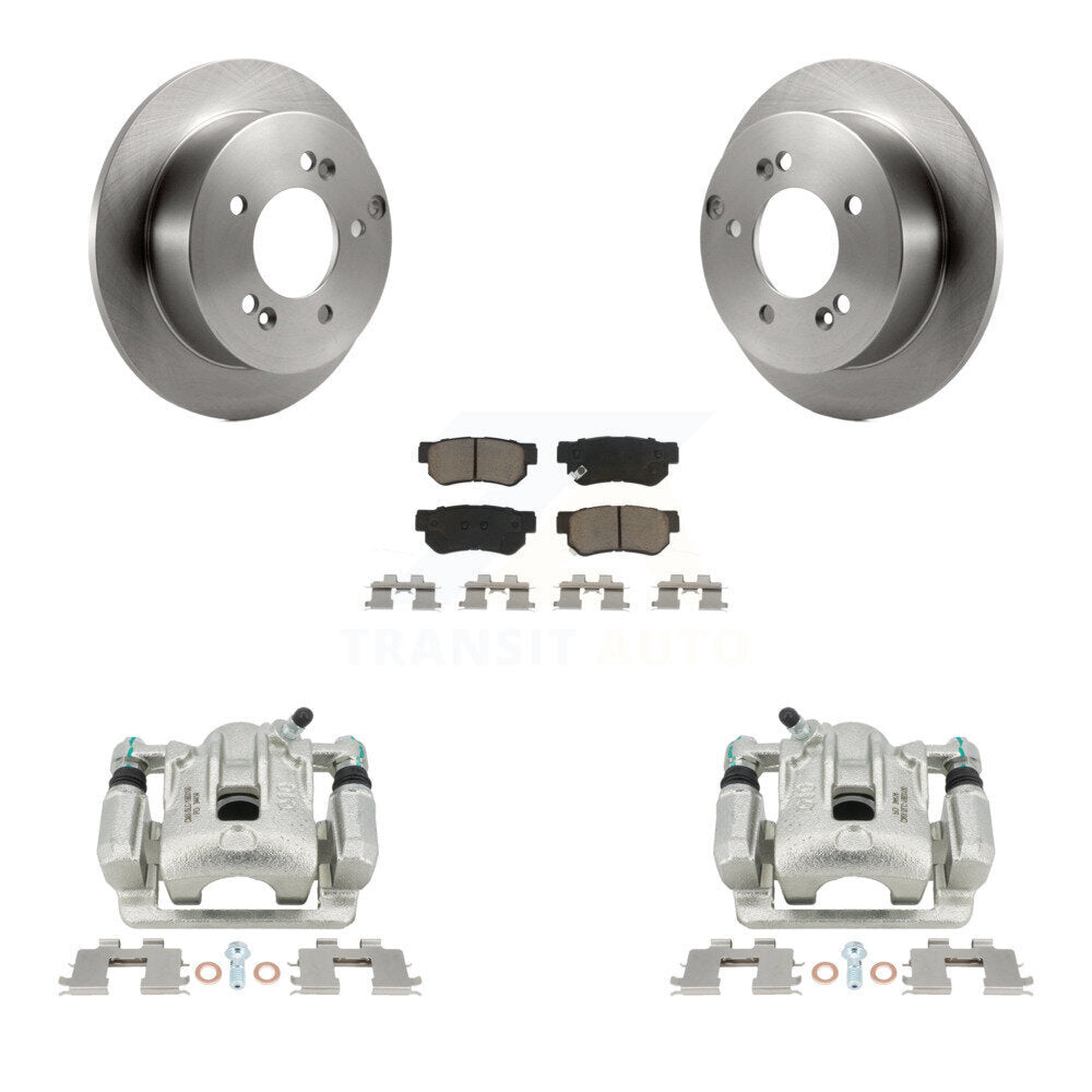 Rear Disc Brake Caliper Rotors And Ceramic Pads Kit For Kia Sportage Hyundai Tucson FWD KC8-100607C by Transit Auto