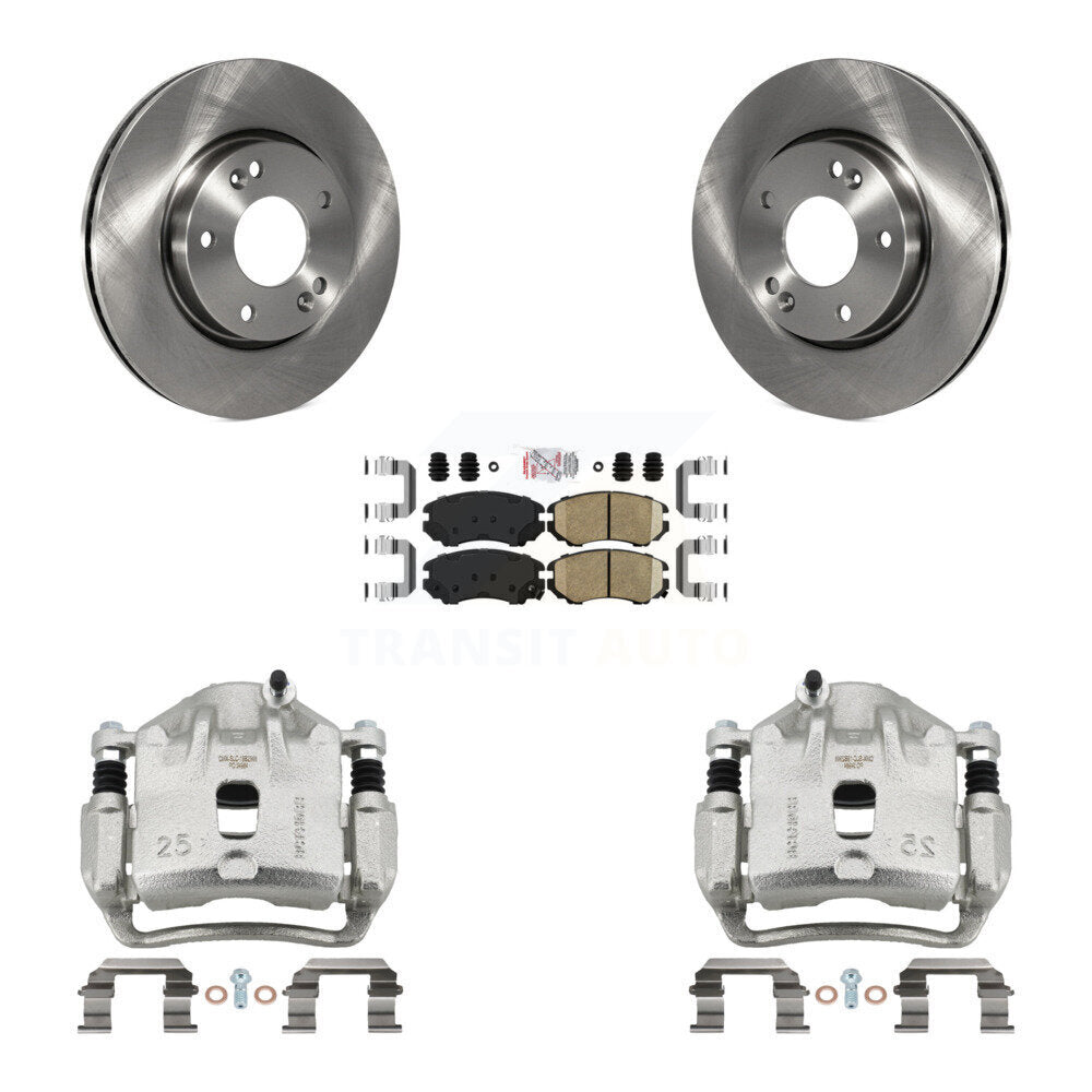 Front Disc Brake Caliper Rotors And Ceramic Pads Kit For 2012-2013 Kia Soul KC8-100618N