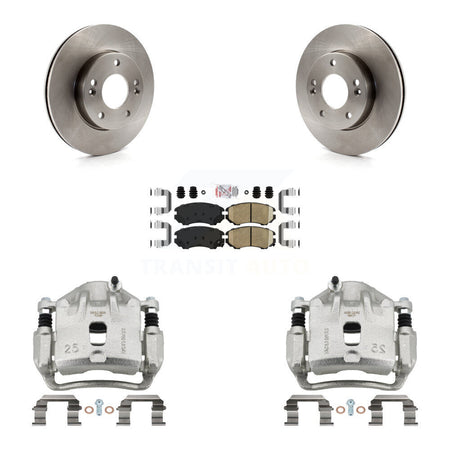 Front Disc Brake Caliper Rotors And Ceramic Pads Kit For 2010-2011 Kia Soul 1.6L KC8-100620N