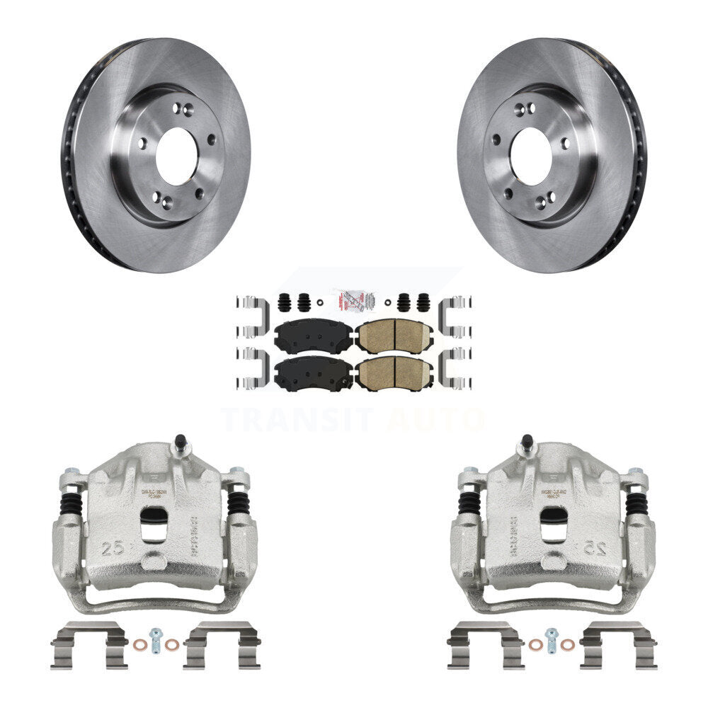 Front Disc Brake Caliper Rotors And Ceramic Pads Kit For 2010-2011 Kia Soul 2.0L KC8-100621N
