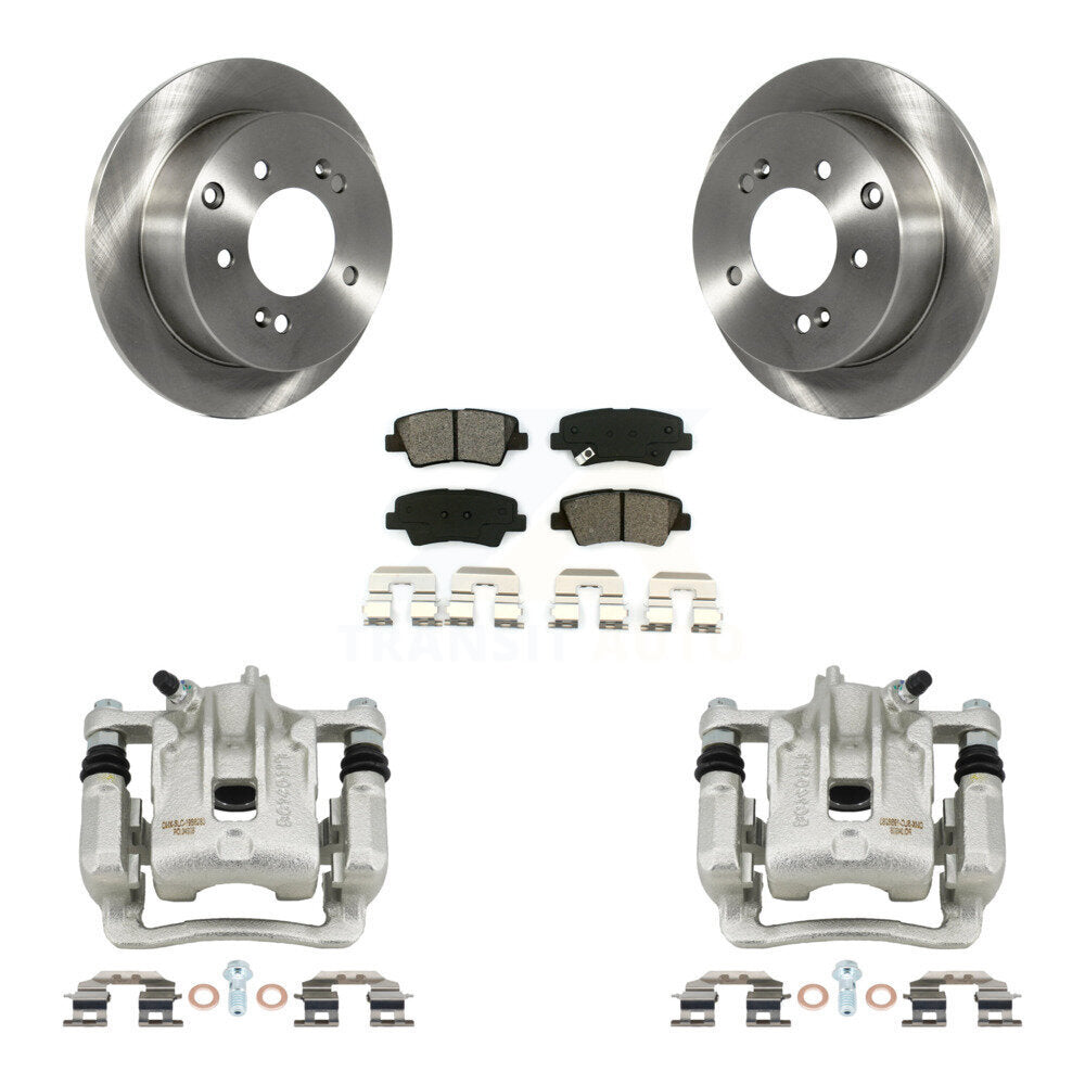 Rear Disc Brake Caliper Rotors And Semi-Metallic Pads Kit For 2010-2013 Kia Soul KC8-100621S