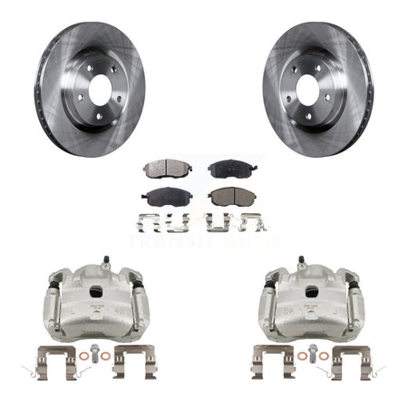 Front Brake Caliper Rotor And Ceramic Pad Kit For 2007-2010 Nissan Sentra SE-R with 2.5L KC8-100621T