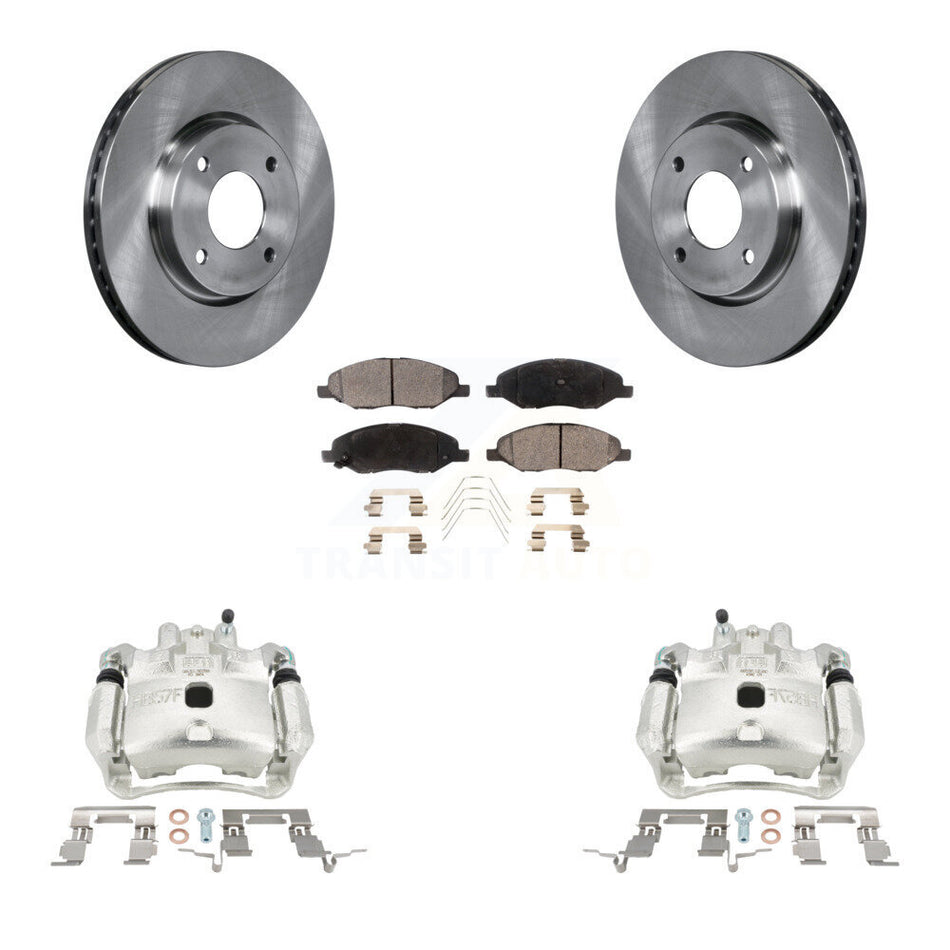 Front Disc Brake Caliper Rotors And Ceramic Pads Kit For 2008 Nissan Versa 4-Wheel ABS KC8-100622T