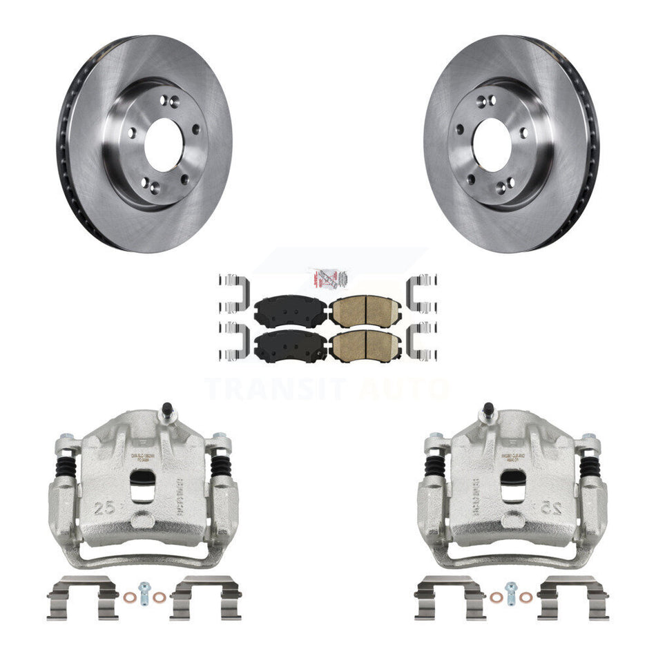 Front Disc Brake Caliper Rotors And Ceramic Pads Kit For 2010-2011 Kia Soul 2.0L KC8-100623N