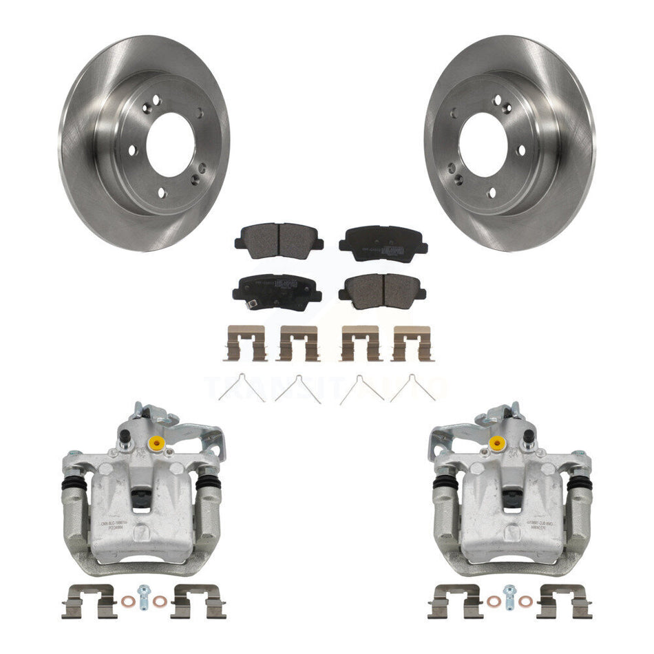 Rear Brake Caliper Rotors Semi-Metallic Pad Kit For Kia Forte Hyundai Forte5 Veloster GT KC8-100623P