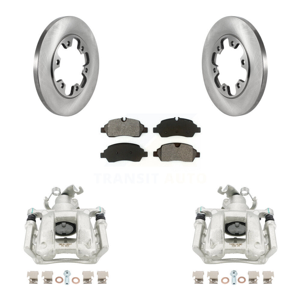 Rear Brake Caliper Rotor Semi-Metallic Pad Kit For Ford Transit-350 HD With 6 Lug Wheels KC8-100640S