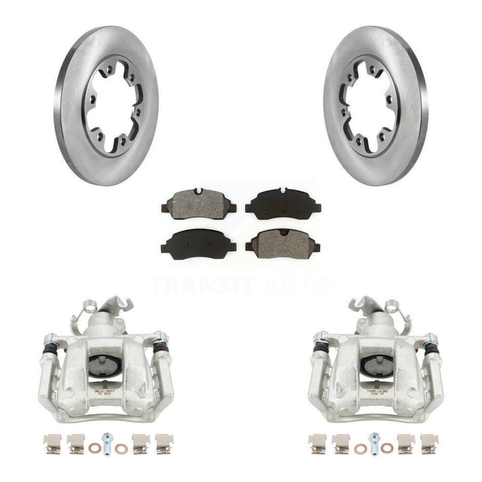 Rear Brake Caliper Rotor Semi-Metallic Pad Kit For Ford Transit-350 HD With 6 Lug Wheels KC8-100640S