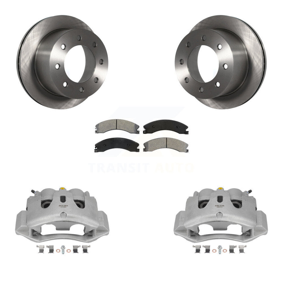 Rear Disc Brake Caliper Rotor And Semi-Metallic Pad Kit For GMC Sierra 3500 HD Chevrolet KC8-100642S