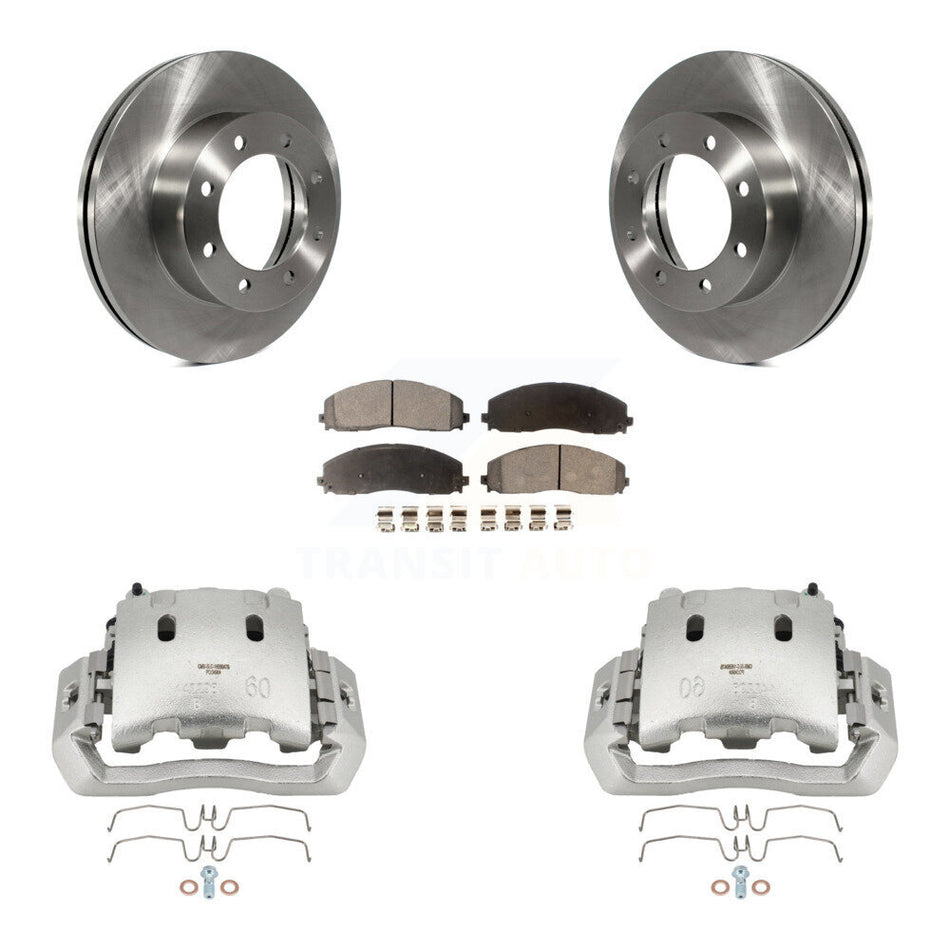 Front Brake Caliper Rotors & Ceramic Pad Kit For Ford F-450 Super Duty With 8 Lug Wheels KC8-100643T