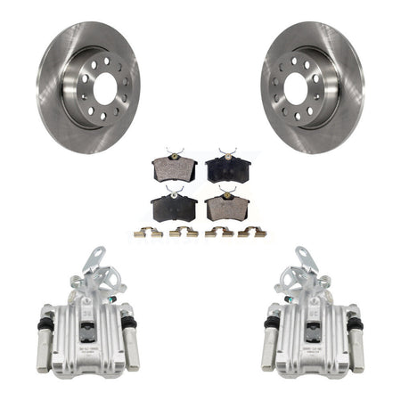 Rear Disc Brake Caliper Rotors Semi-Metallic Pad Kit For 2010-2013 Audi A3 DIESEL engine KC8-100644P
