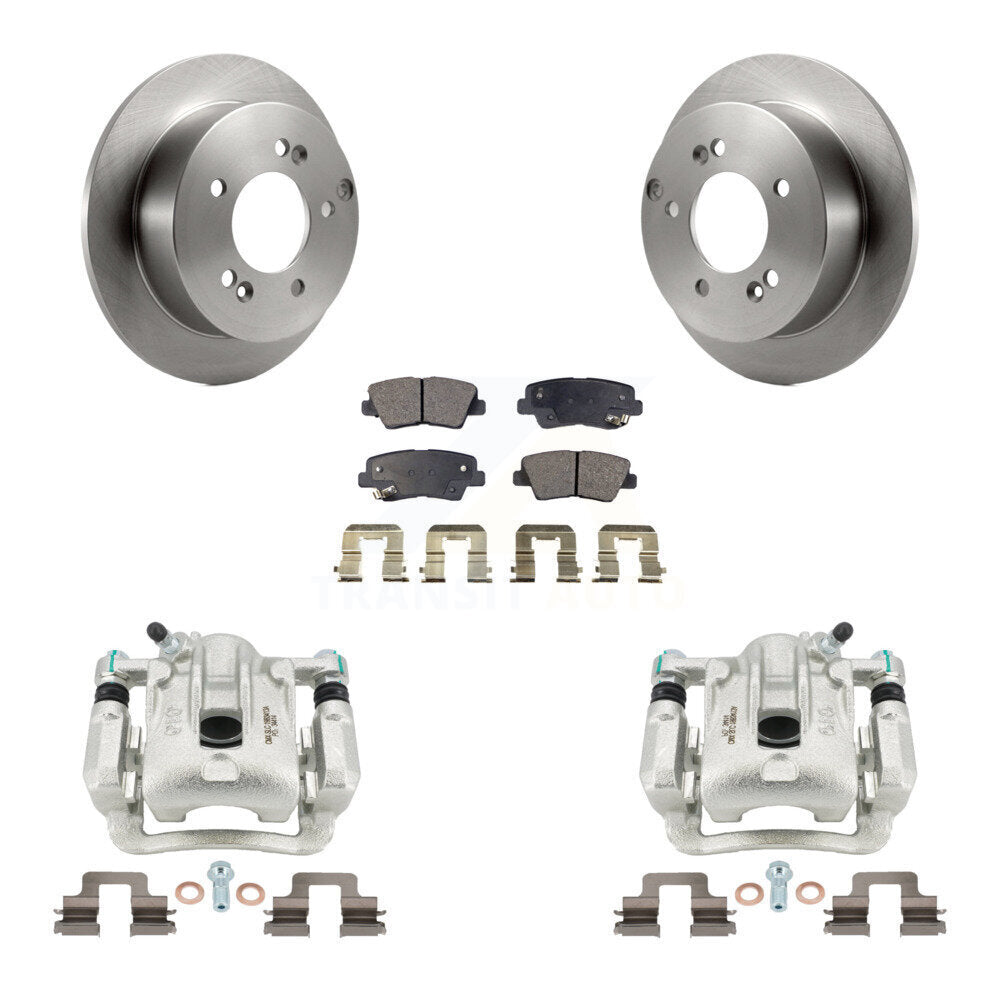 Rear Disc Brake Caliper Rotors And Semi-Metallic Pads Kit For 2009-2010 Hyundai Sonata 2.4L KC8-100645P by Transit Auto