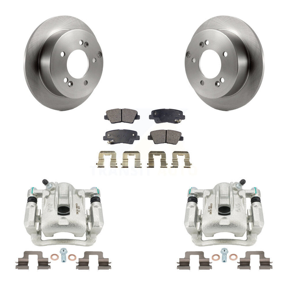 Rear Disc Brake Caliper Rotors And Semi-Metallic Pads Kit For 2009-2010 Hyundai Sonata 2.4L KC8-100645P