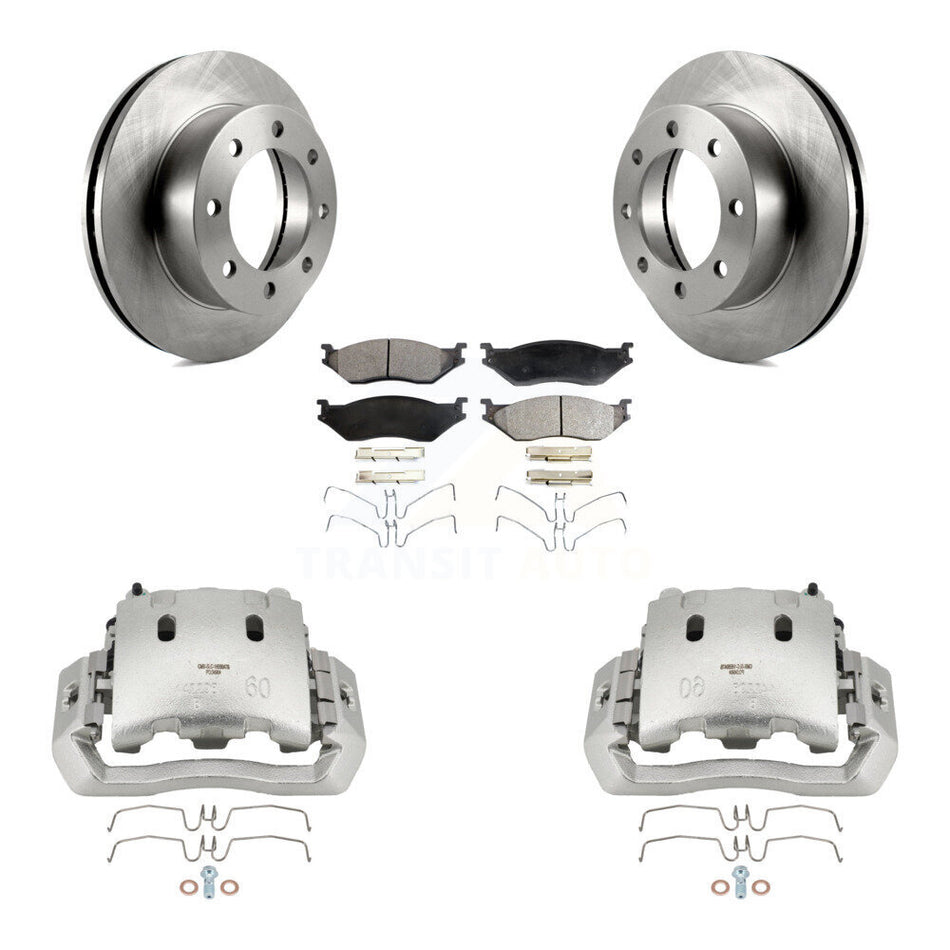 Front Brake Caliper Rotors & Ceramic Pad Kit For Ford F-450 Super Duty With 8 Lug Wheels KC8-100646T