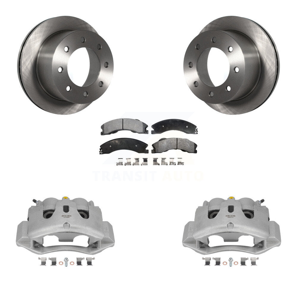 Rear Disc Brake Caliper Rotor And Semi-Metallic Pad Kit For GMC Sierra 3500 HD Chevrolet KC8-100651P