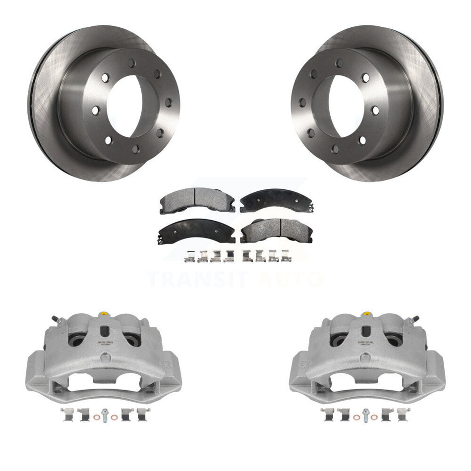 Rear Disc Brake Caliper Rotor And Semi-Metallic Pad Kit For GMC Sierra 3500 HD Chevrolet KC8-100651P
