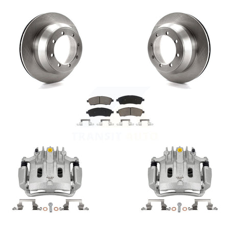 Rear Brake Caliper Rotor Ceramic Pad Kit For Ford F-350 Super Duty With Dual Wheels KC8-100652C