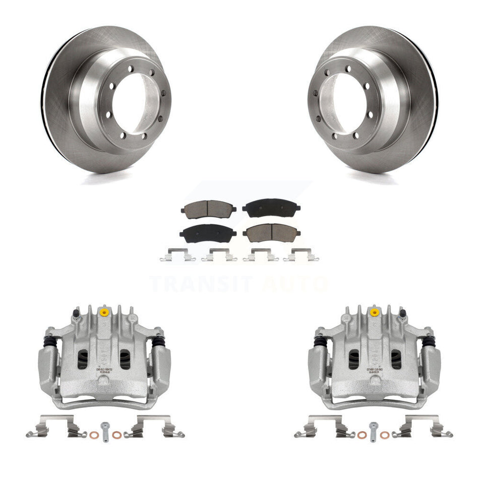 Rear Brake Caliper Rotor Ceramic Pad Kit For Ford F-350 Super Duty With Dual Wheels KC8-100652C