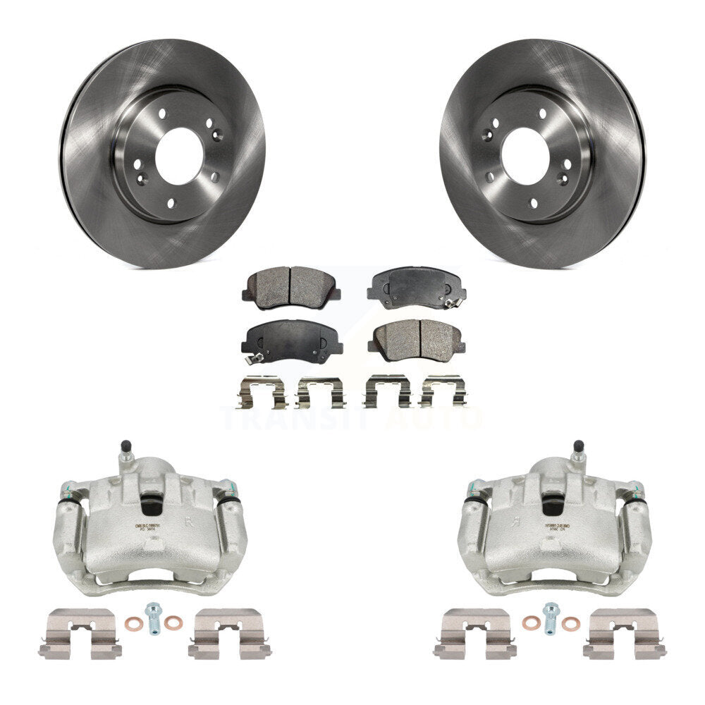 Front Disc Brake Caliper Rotors And Ceramic Pads Kit For 2012 Hyundai Veloster KC8-100653T