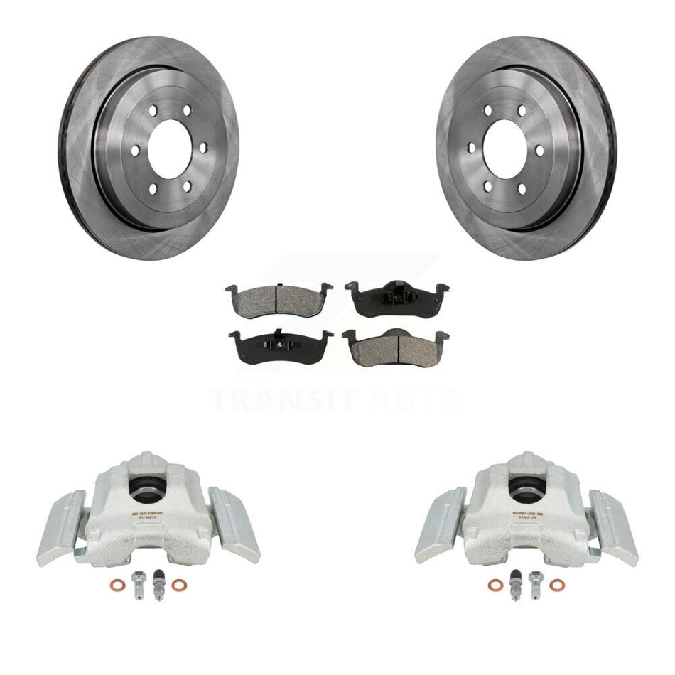 Rear Disc Brake Caliper Rotors And Semi-Metallic Pads Kit For 2007-2017 Ford Expedition Lincoln Navigator KC8-100656S by Transit Auto