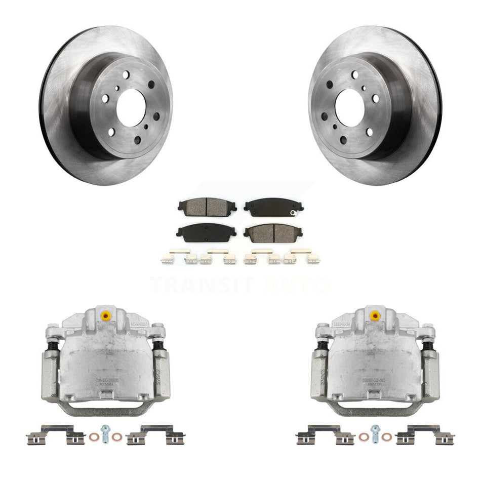 Rear Brake Caliper Rotor & Semi-Metallic Pad Kit For Chevrolet GMC Sierra 1500 Silverado KC8-100658S