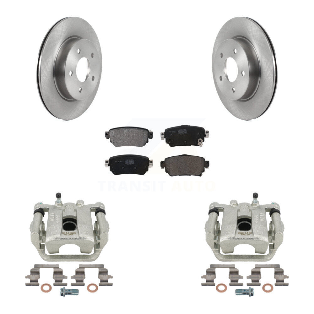 Rear Disc Brake Caliper Rotors And Semi-Metallic Pads Kit For 2018-2019 Nissan Rogue FULL HYBRID EV-GAS (FHEV) engine With Electric Parking KC8-100660P by Transit Auto