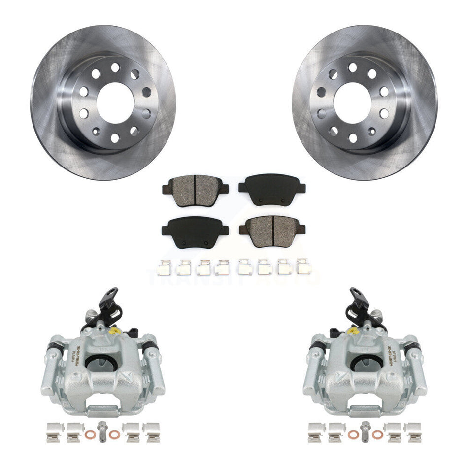 Rear Disc Brake Caliper Rotors And Semi-Metallic Pads Kit For Volkswagen GTI Eos With 253mm Diameter Rotor KC8-100663S by Transit Auto