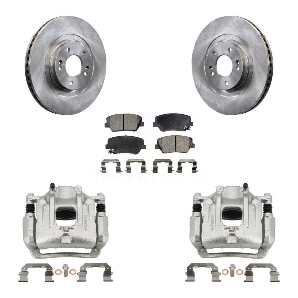 Front Disc Brake Caliper Rotors & Ceramic Pad Kit For Hyundai Santa Fe Sport Kia Sorento KC8-100663T