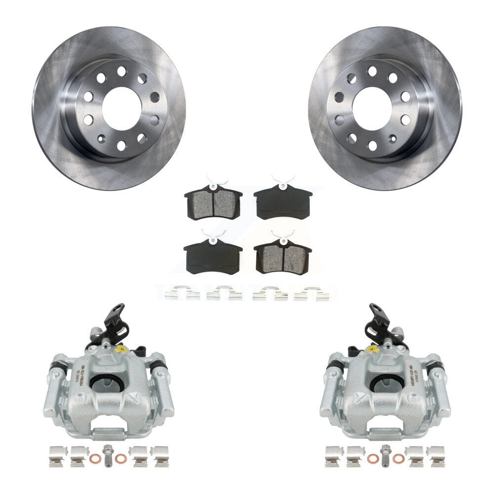 Rear Disc Brake Caliper Rotors And Semi-Metallic Pads Kit For 2011 Volkswagen Jetta With 253mm Diameter Rotor KC8-100665S by Transit Auto