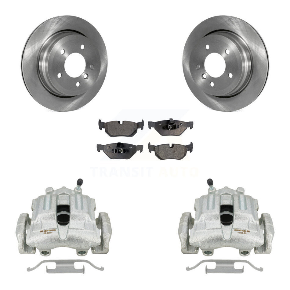 Rear Disc Brake Caliper Rotors And Semi-Metallic Pads Kit For BMW 328i xDrive X1 328xi 325xi KC8-100666P by Transit Auto