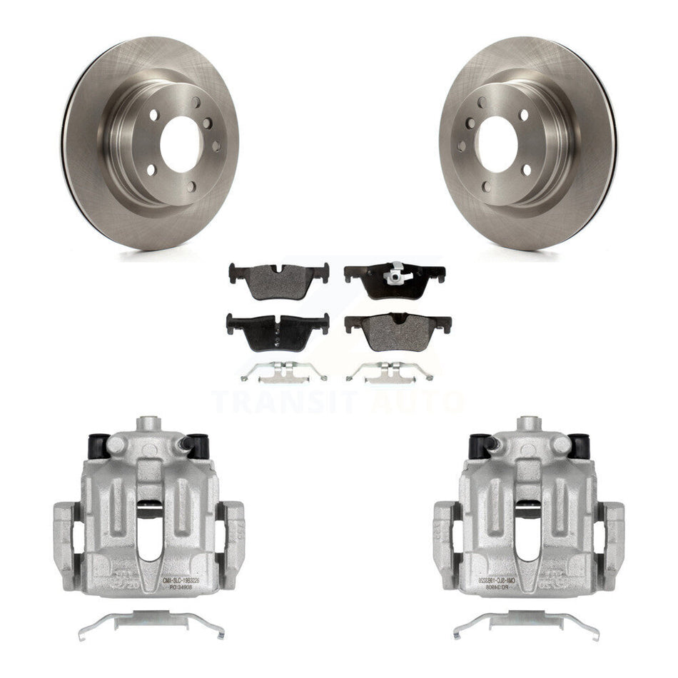 Rear Disc Brake Caliper Rotors And Semi-Metallic Pads Kit For 2012 BMW 328i 2.0L Without Blue Painted Calipers KC8-100667P
