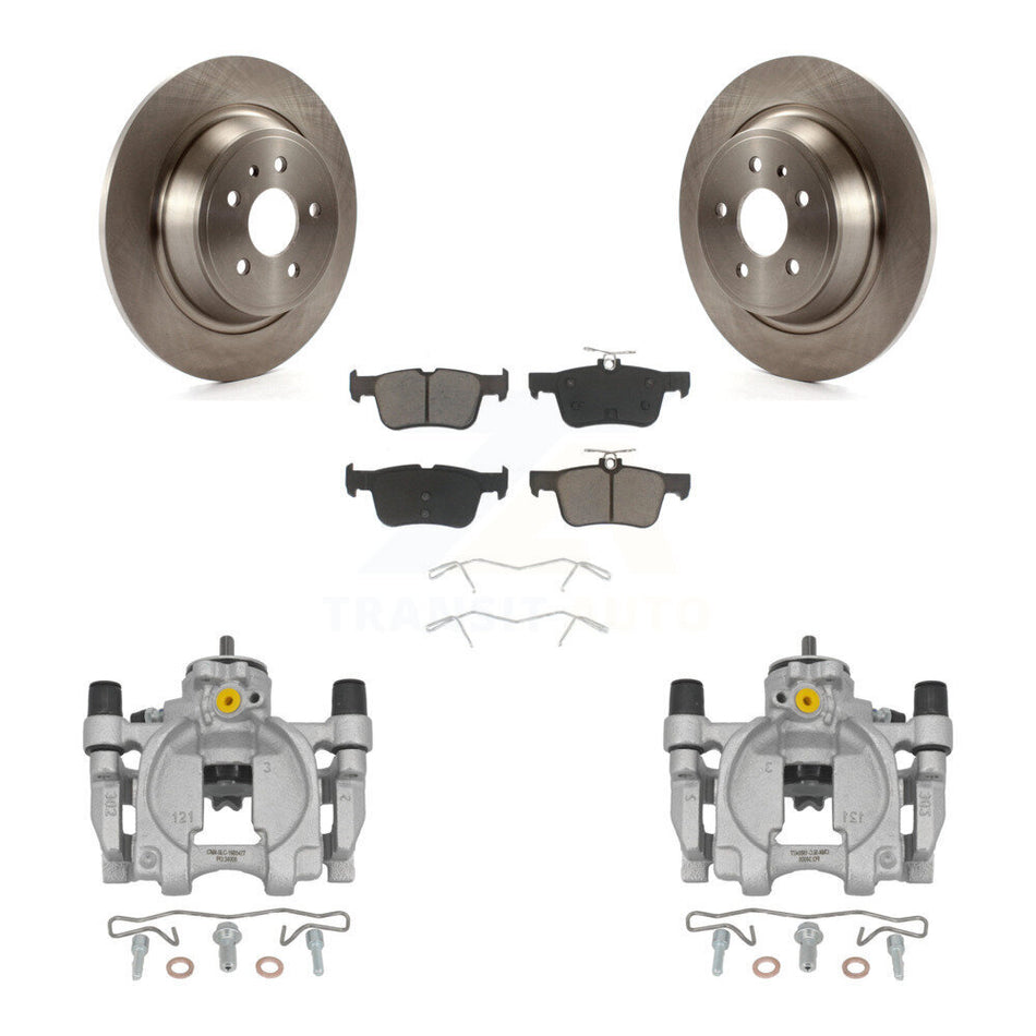 Rear Brake Caliper Rotor Ceramic Pad Kit For 17 Lincoln Continental With 14mm Wheel Lugs KC8-100668C