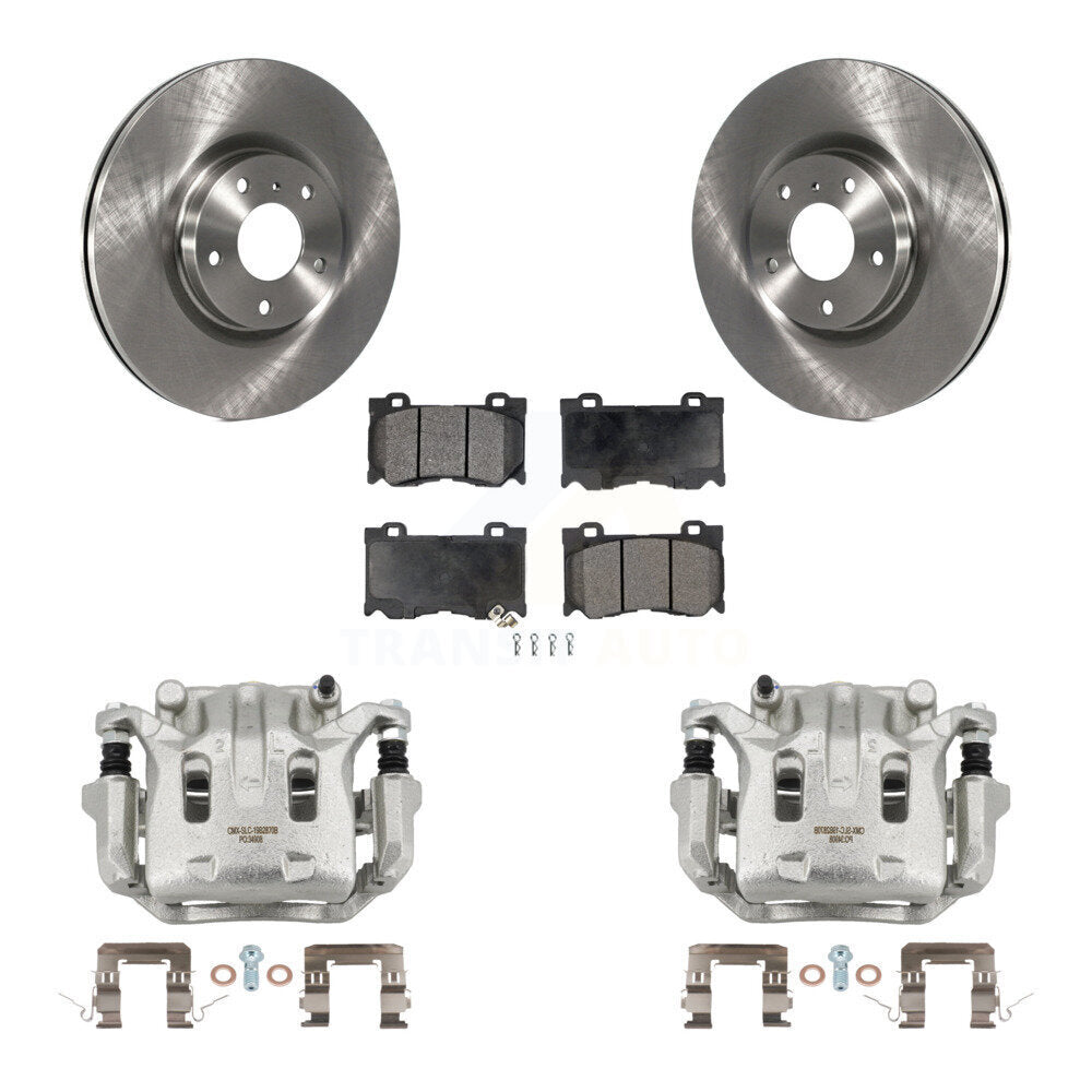 Front Brake Caliper Rotors Ceramic Pad Kit For 09-13 INFINITI G37 AWD With Brembo Brakes KC8-100668T