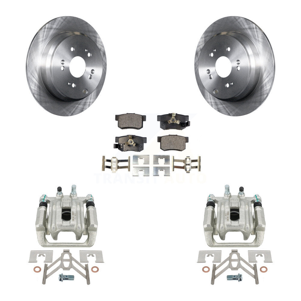 Rear Disc Brake Caliper Rotors And Semi-Metallic Pads Kit For 2005-2006 Honda CR-V KC8-100669P by Transit Auto