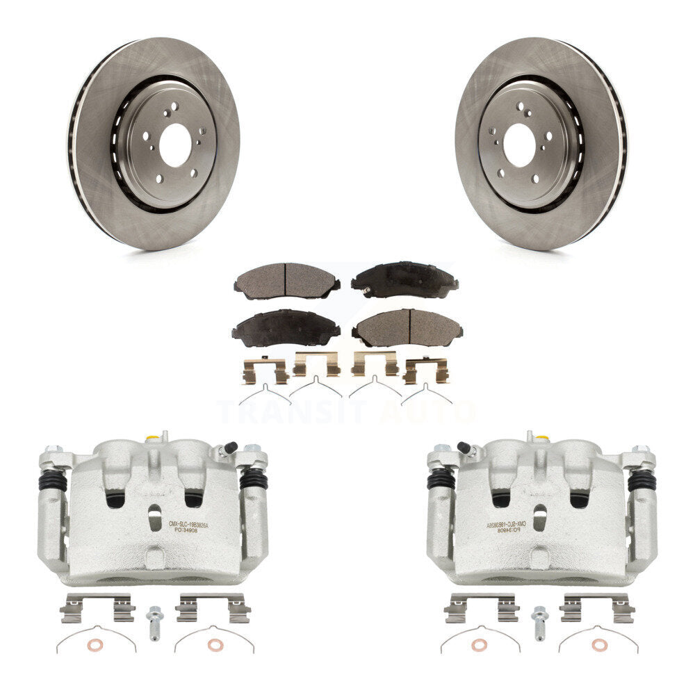 Front Disc Brake Caliper Rotors And Ceramic Pads Kit For 2014-2016 Acura MDX KC8-100669T