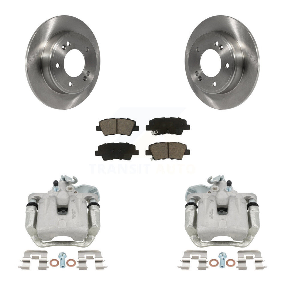Rear Disc Brake Caliper Rotors And Ceramic Pads Kit For 2017-2018 Kia Soul KC8-100674C