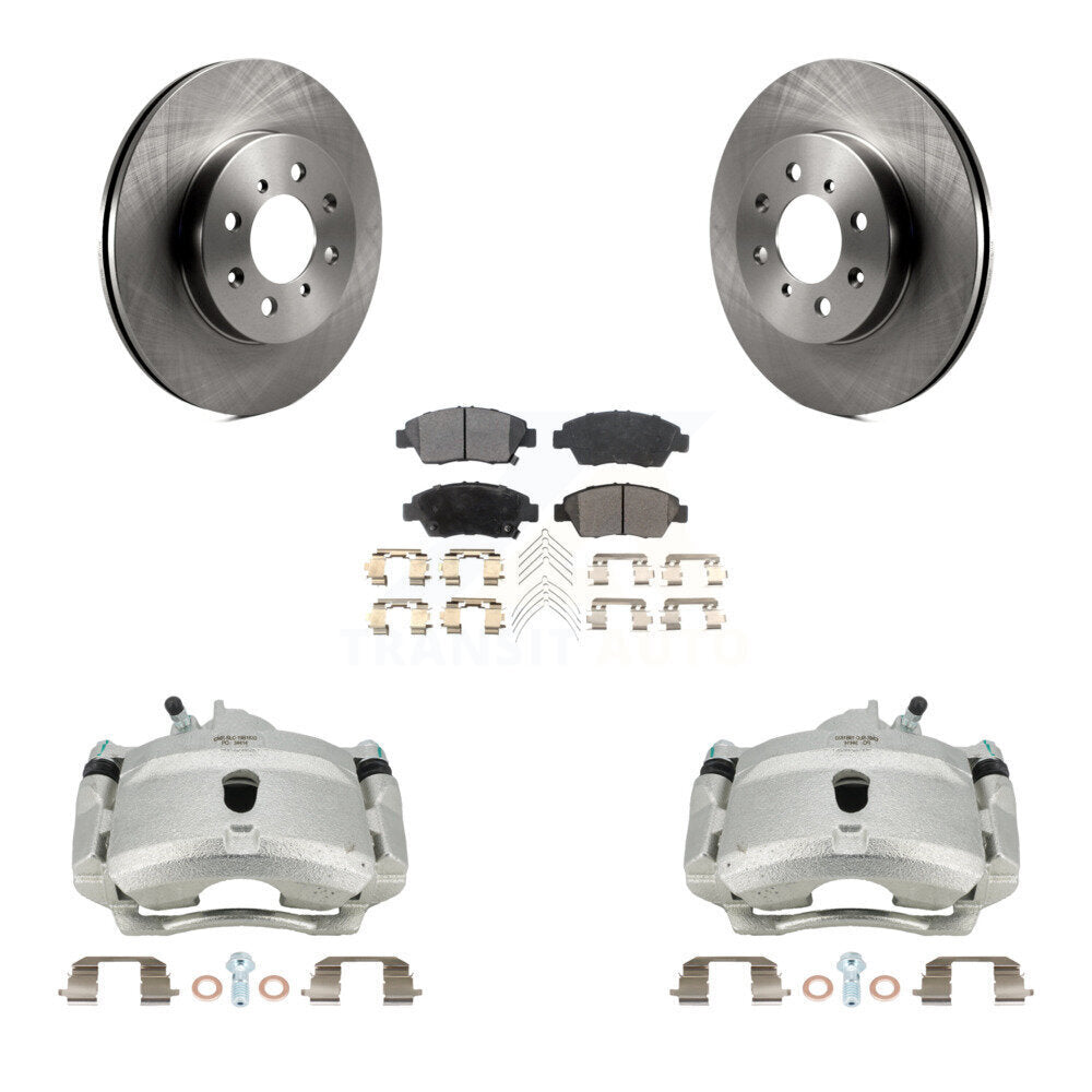 Front Disc Brake Caliper Rotors And Ceramic Pads Kit For 2004-2005 Honda Civic Si with 1.7L With 4 Lug Wheels KC8-100675T by Transit Auto