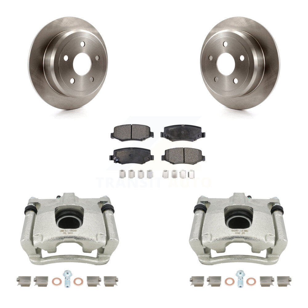 Rear Disc Brake Caliper Rotors And Semi-Metallic Pads Kit For Jeep Wrangler JK KC8-100677P by Transit Auto