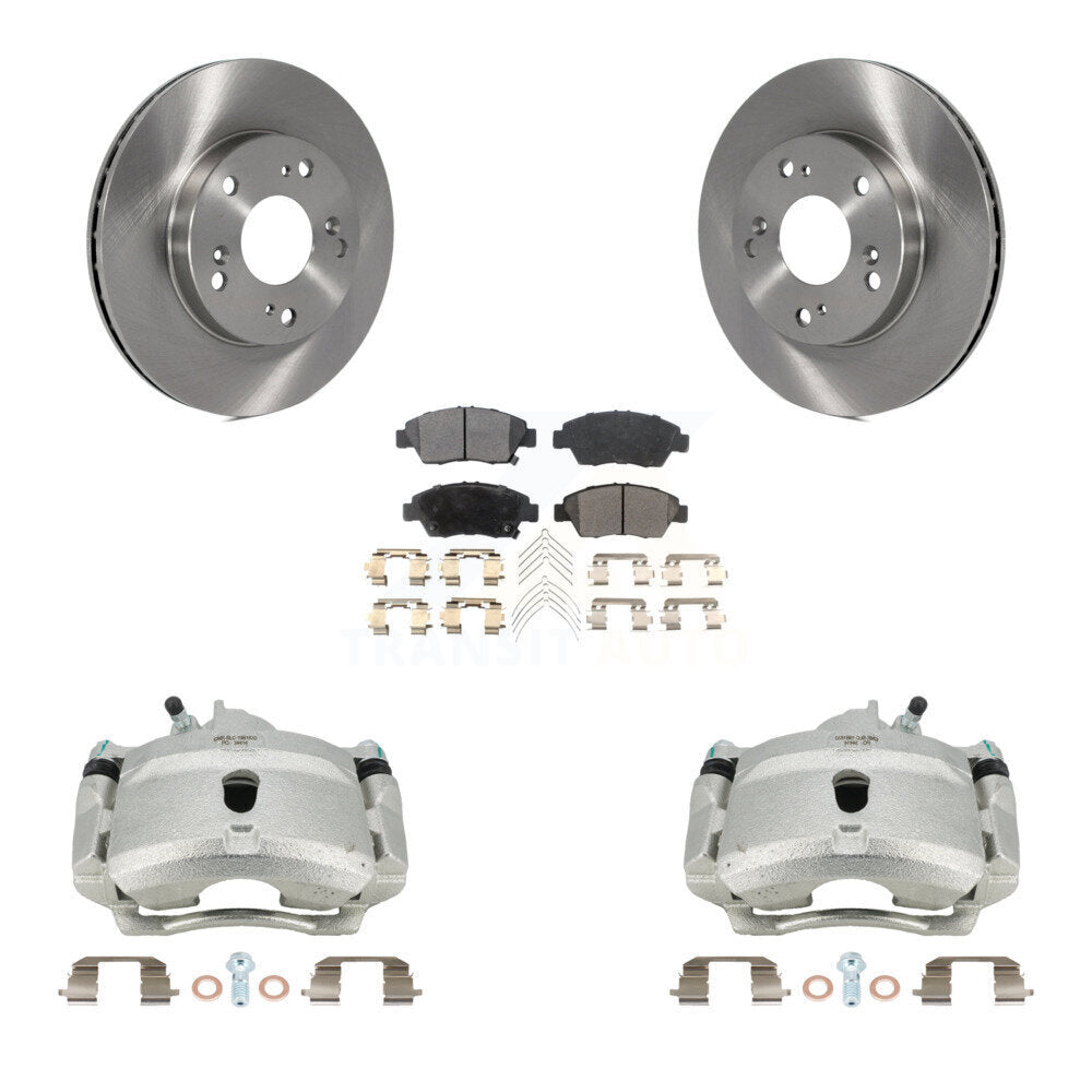 Front Disc Brake Caliper Rotors And Ceramic Pads Kit For 2004-2005 Honda Civic Si with 1.7L With 5 Lug Wheels KC8-100677T by Transit Auto