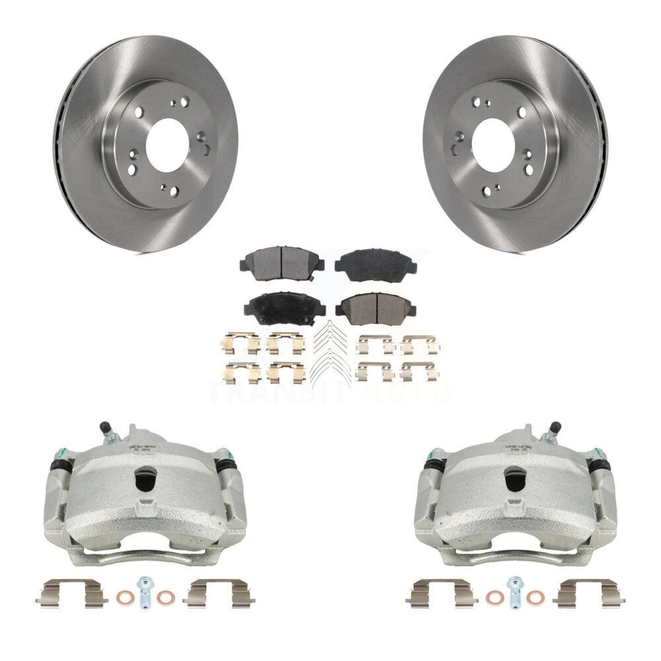 Front Disc Brake Caliper Rotors And Ceramic Pads Kit For 2004-2005 Honda Civic Si with 1.7L With 5 Lug Wheels KC8-100677T
