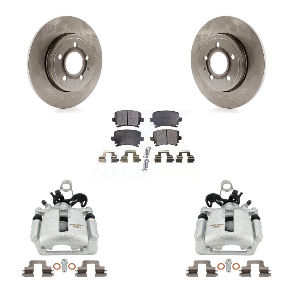 Rear Disc Brake Caliper Rotors And Semi-Metallic Pads Kit For Audi A4 Quattro KC8-100678P by Transit Auto