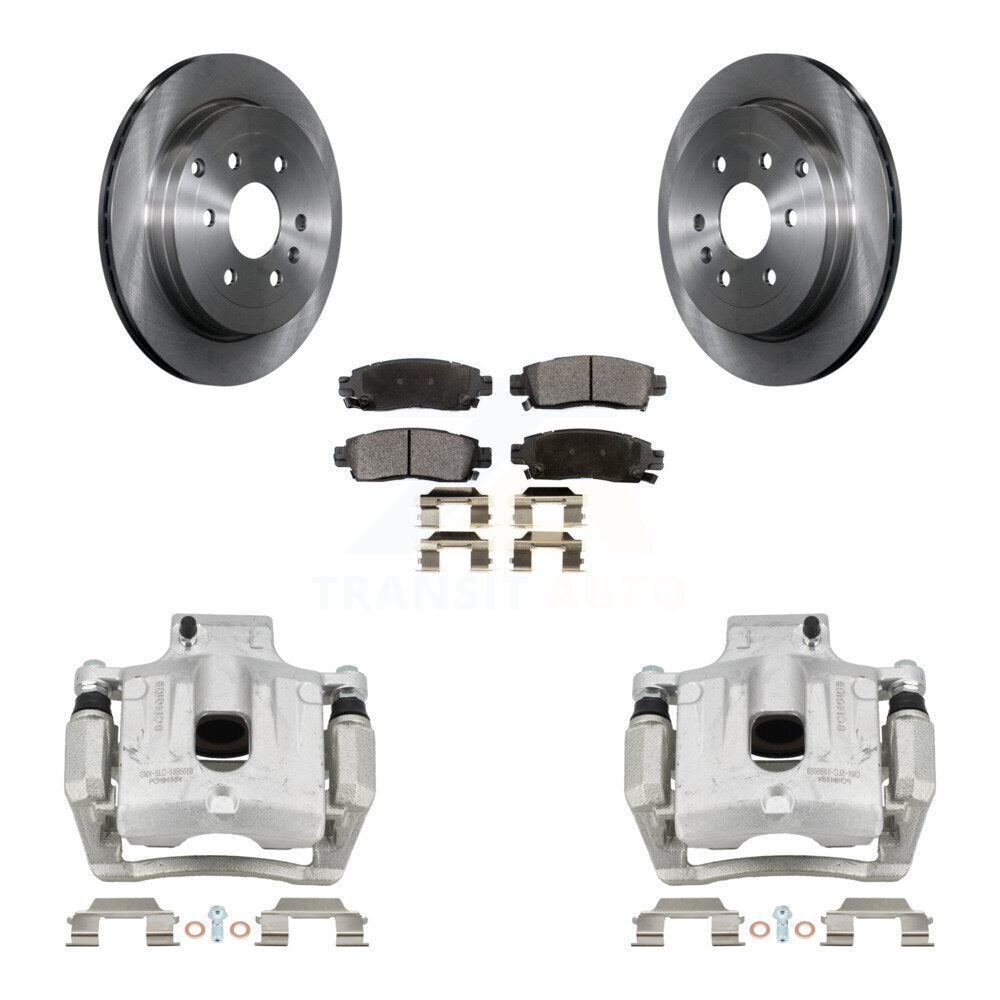 Rear Brake Caliper Rotors & Semi-Metallic Pad Kit For GMC Acadia Buick Enclave Chevrolet KC8-100683P
