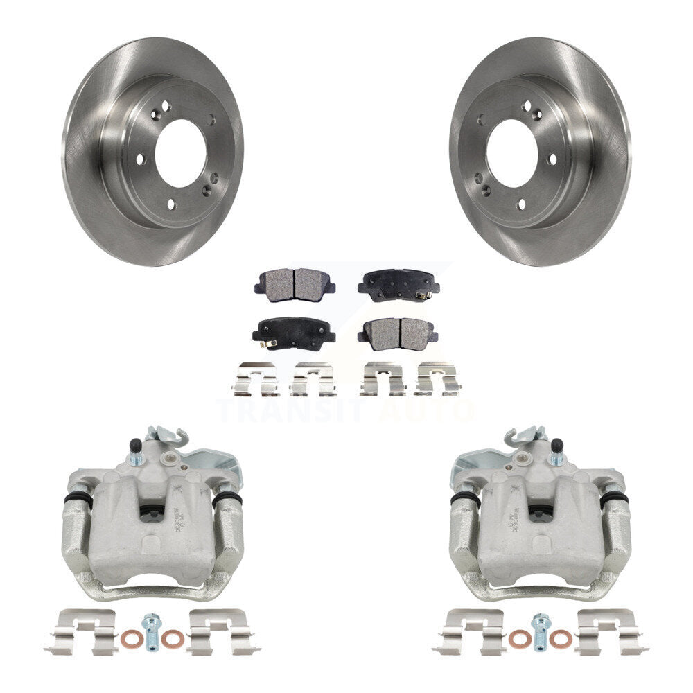 Rear Disc Brake Caliper Rotors And Semi-Metallic Pads Kit For 2014-2016 Kia Soul KC8-100684P