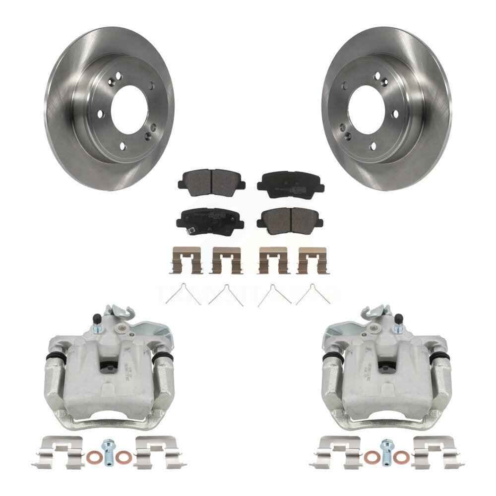 Rear Disc Brake Caliper Rotors And Semi-Metallic Pads Kit For 2017-2018 Kia Soul KC8-100685P
