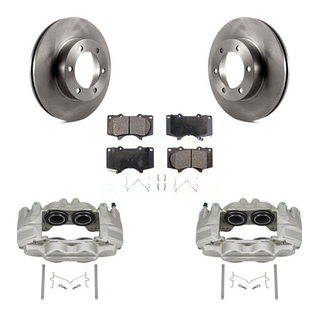 Front Brake Caliper Rotors & Ceramic Pad Kit For 04-06 Toyota Tundra With Casting # 13WG KC8-100685T