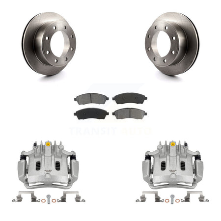 Rear Brake Caliper Rotor Semi-Metallic Pad Kit For Ford F-350 Super Duty F-250 Excursion KC8-100687S