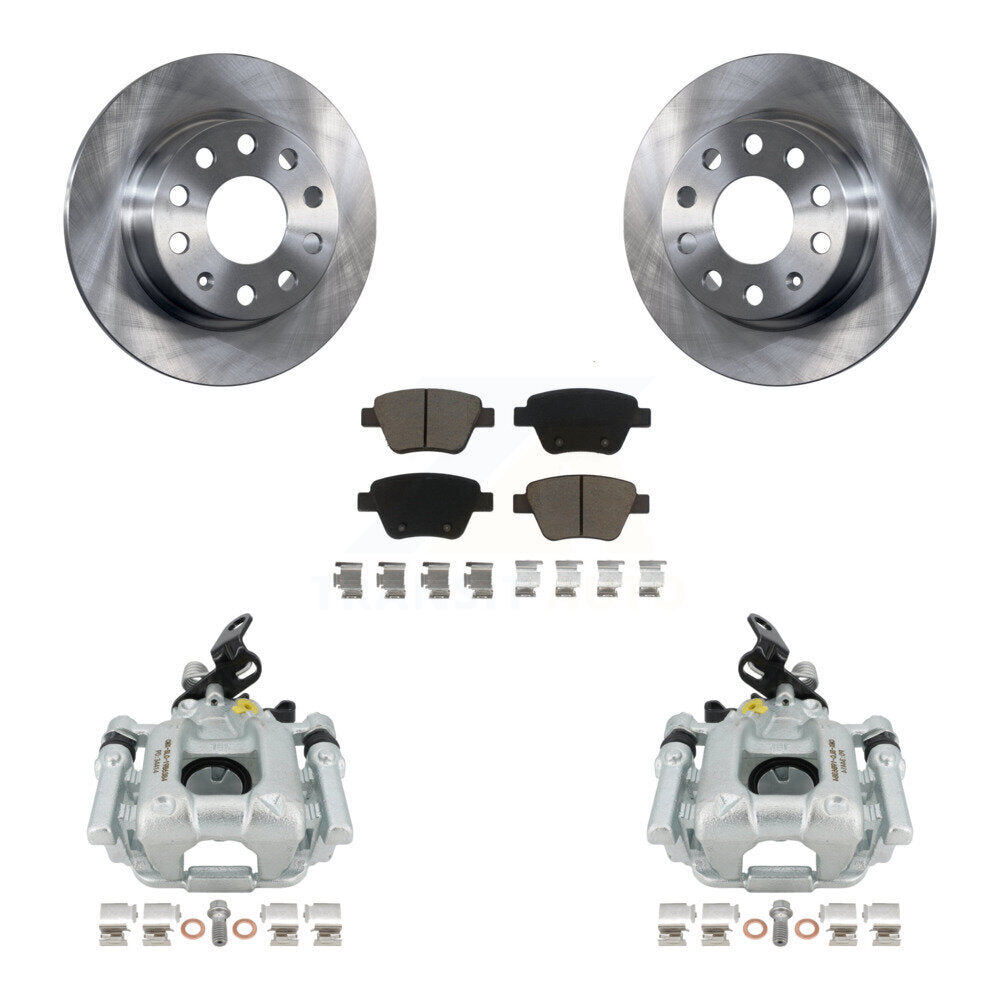 Rear Disc Brake Caliper Rotors And Ceramic Pads Kit For Volkswagen GTI Eos With 253mm Diameter Rotor KC8-100689C by Transit Auto