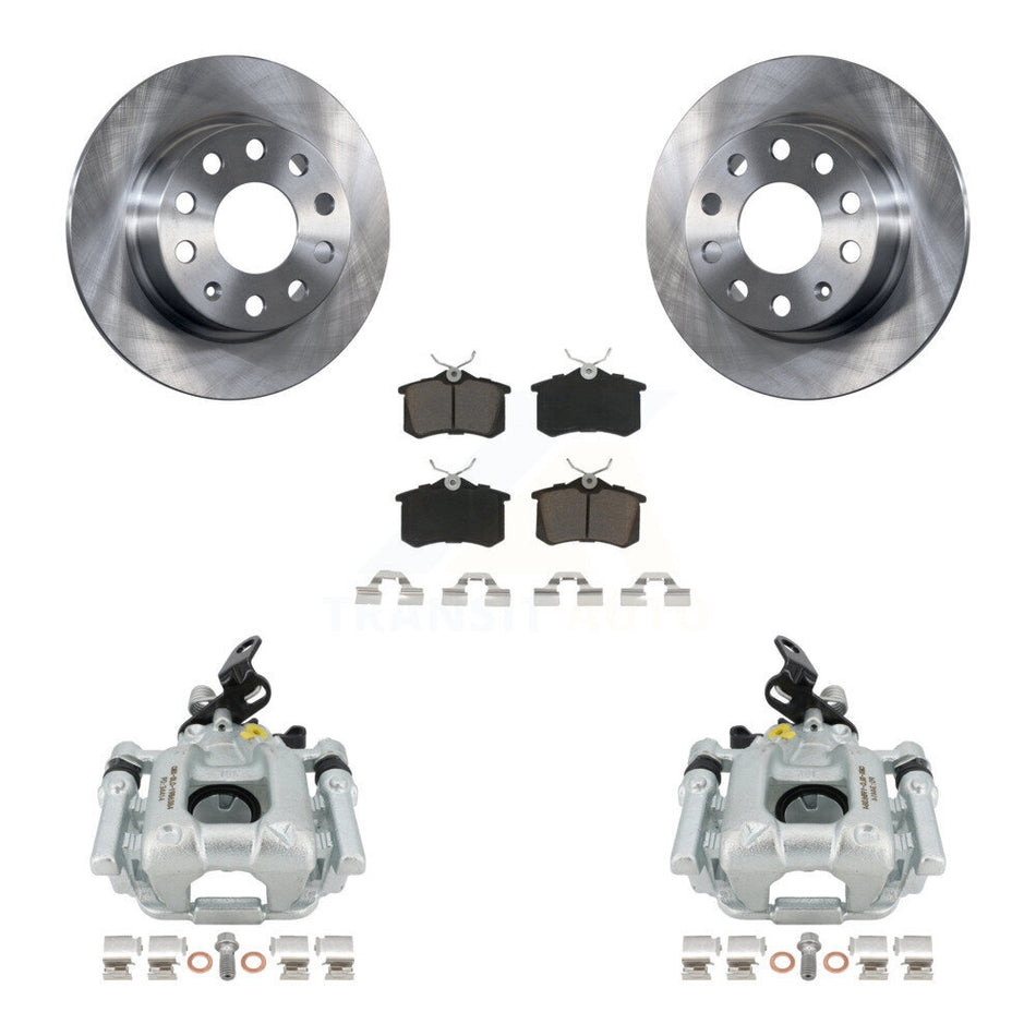 Rear Disc Brake Caliper Rotors And Ceramic Pads Kit For 2011 Volkswagen Jetta With 253mm Diameter Rotor KC8-100691C by Transit Auto